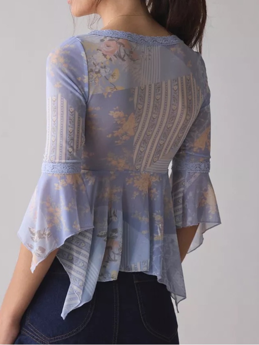 Urban Outfitters Kimchi Blue Sybil Witchy Mesh Top Size Medium NEW Fairy Sheer - Picture 13 of 13